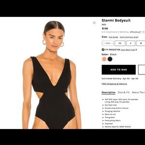 NBD stormi bodysuit deep v need and side cutouts in black size S